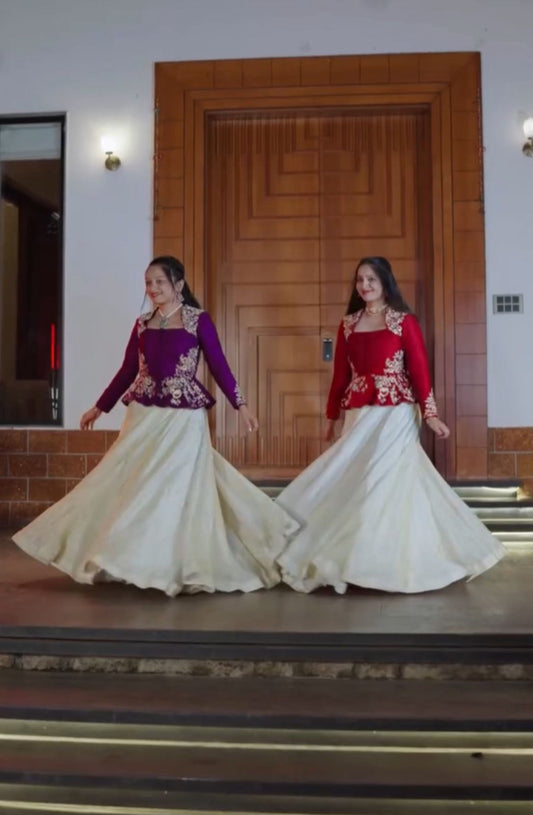 Pure Chinon Embroidery Lehenga Set