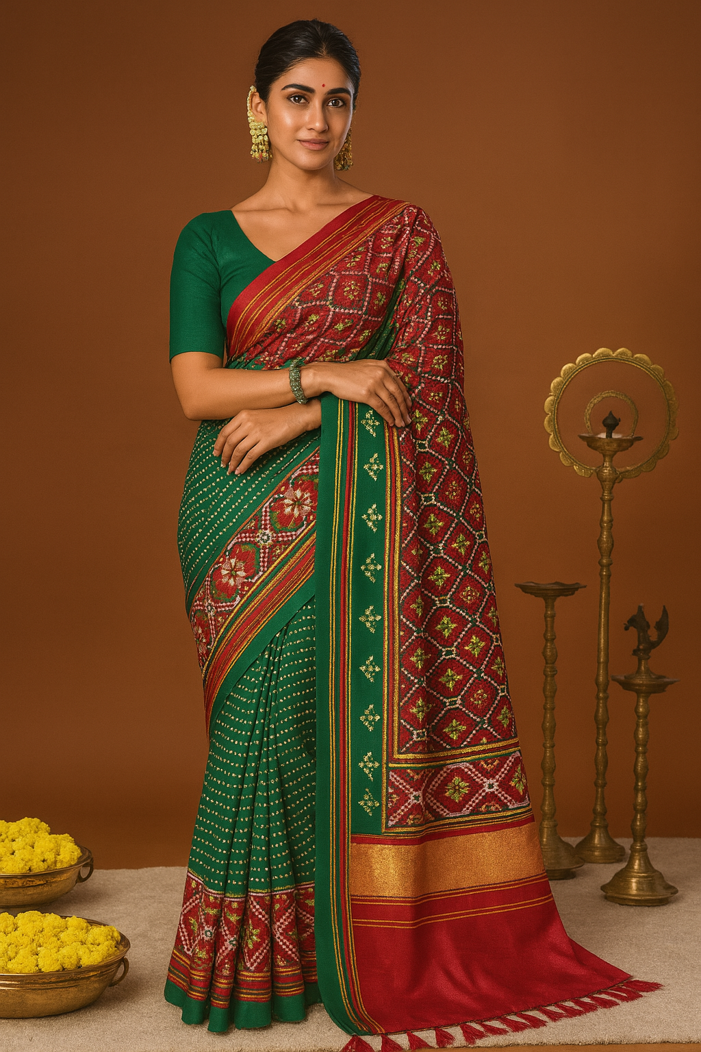 Sawan Special Bandhani Designer Printed Patola Silk Saree