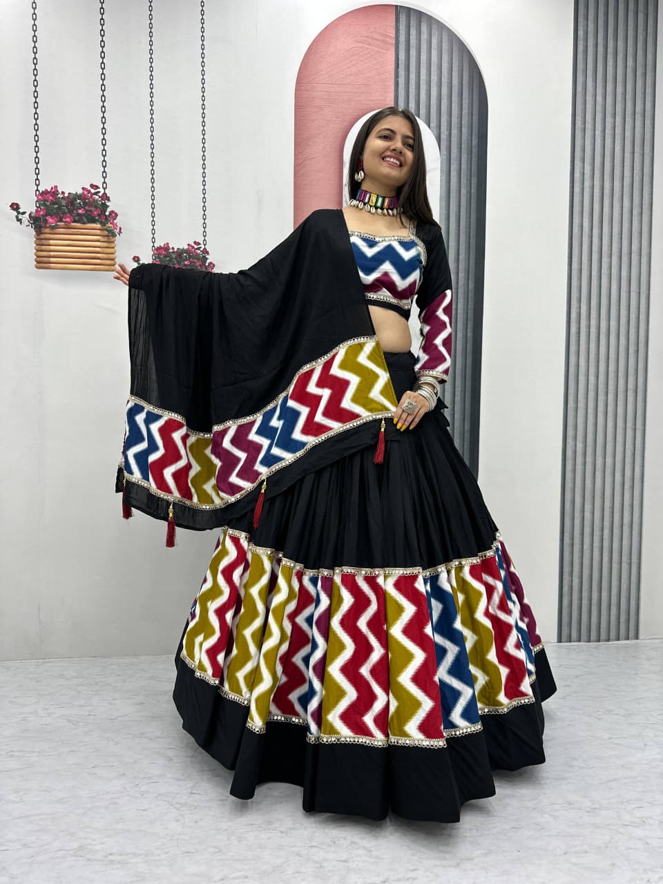 Women’s Pure Cotton Lehenga Choli Set with Dupatta