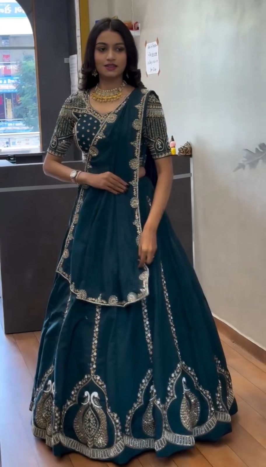 Women’s Chinon Lehenga Choli Set with Embroidery Thread & Sequence Work