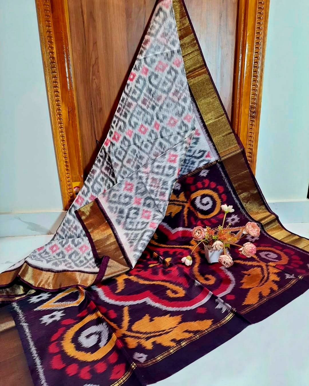 Pochampalli designer printed and dolla silk fabric sarees