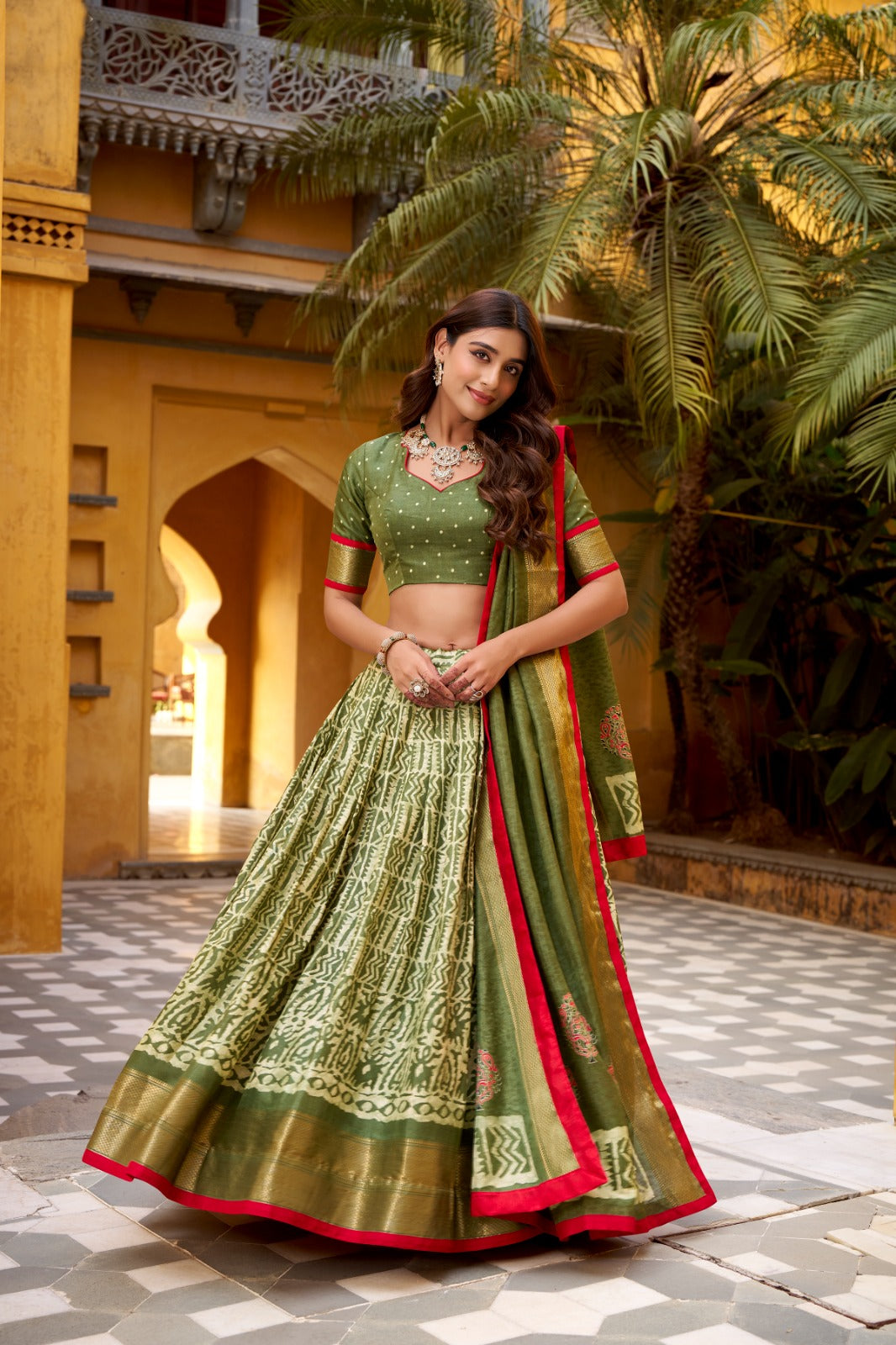 Dola Silk Batik Printed Lehenga Choli