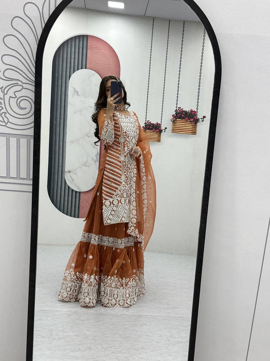 Lily Net Embroidered Farshi Sharara Set – Heavy Coding & Sequence Work