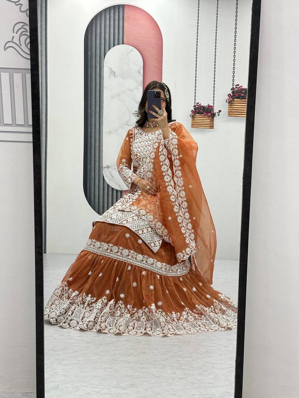 Lily Net Embroidered Farshi Sharara Set β Heavy Coding & Sequence Work