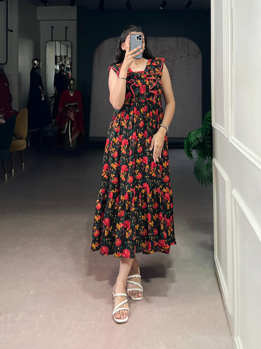 Maslin Silk Floral Print Frock