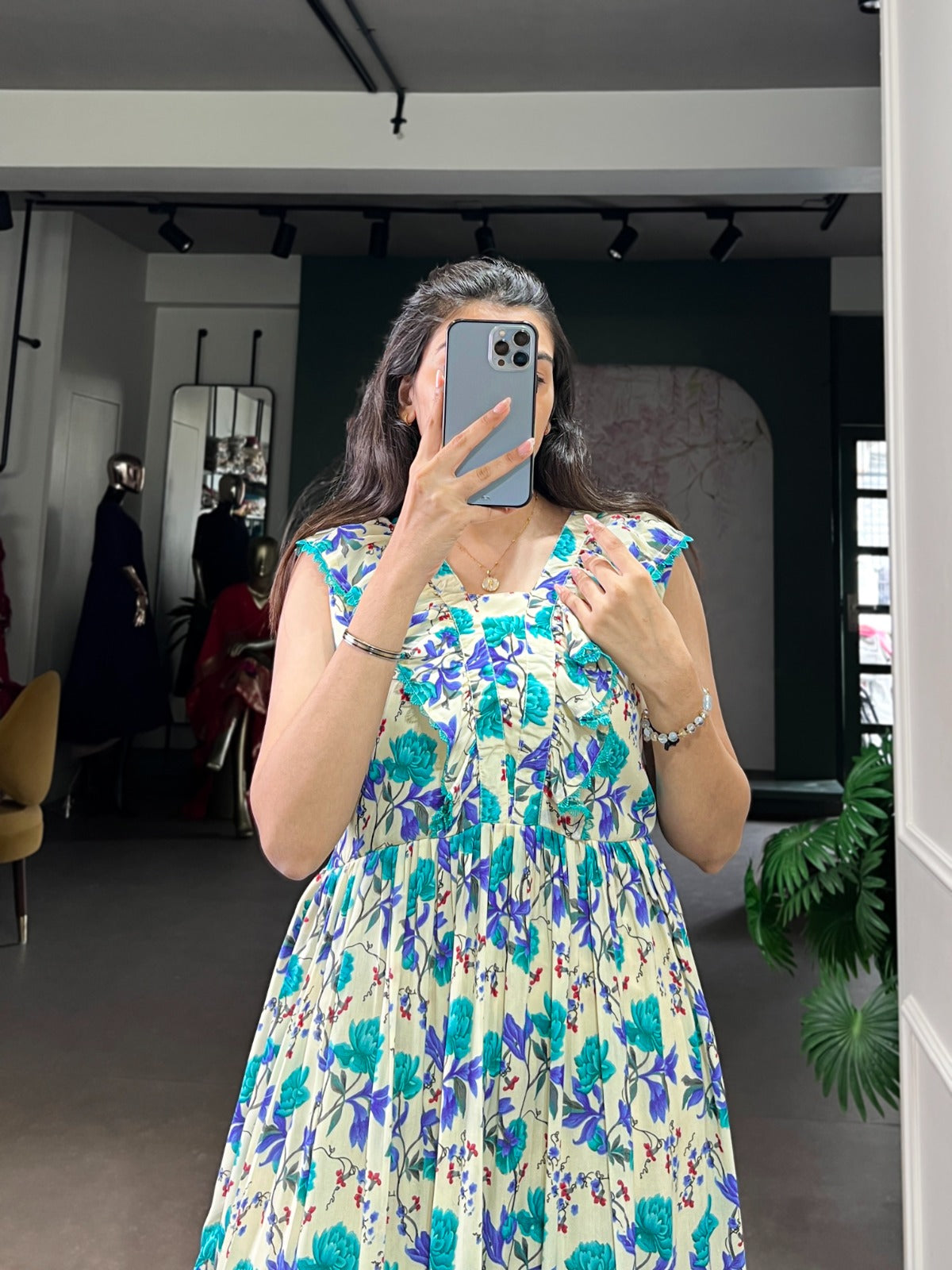 Maslin Silk Floral Print Frock