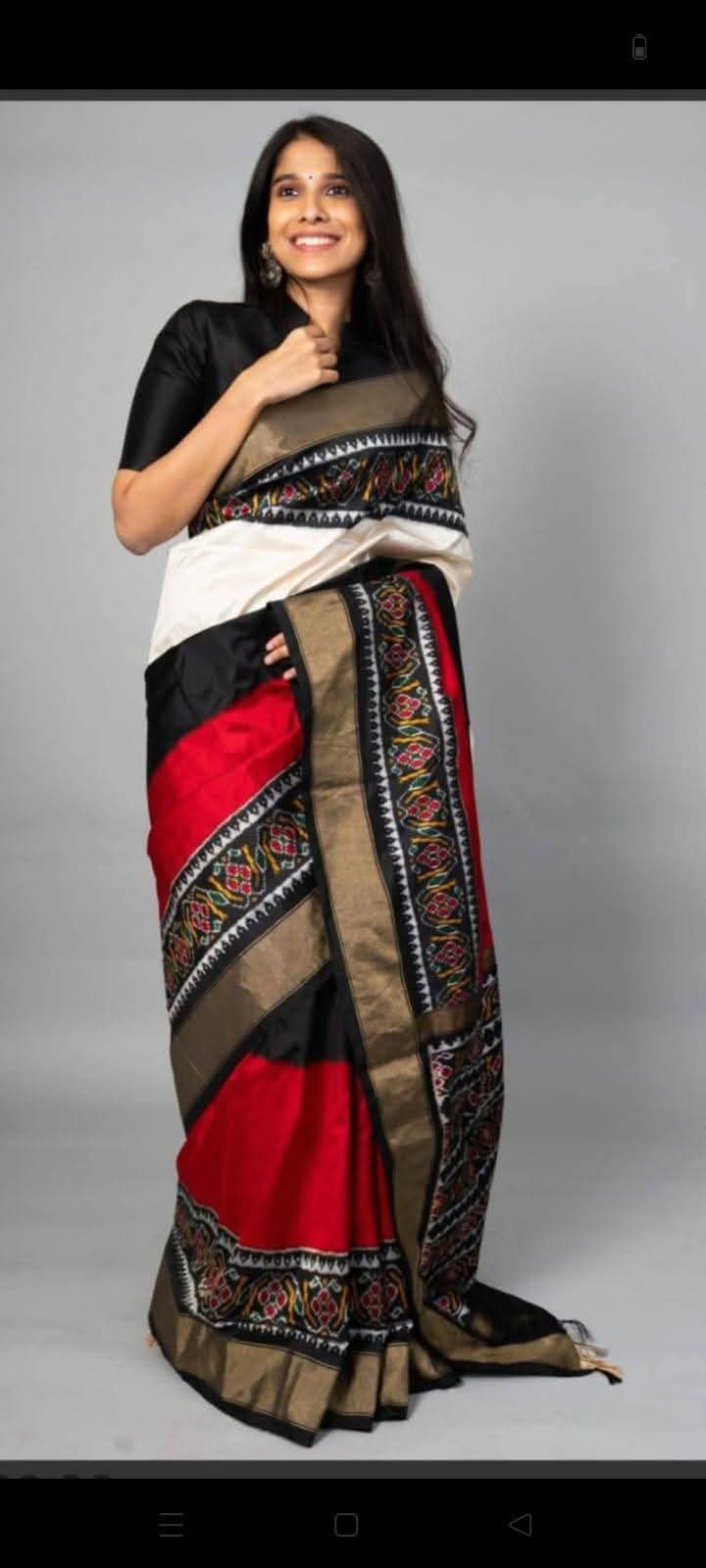 Ikkat Pochampally Handloom Pure Silk Saree with Blouse | Double Warp