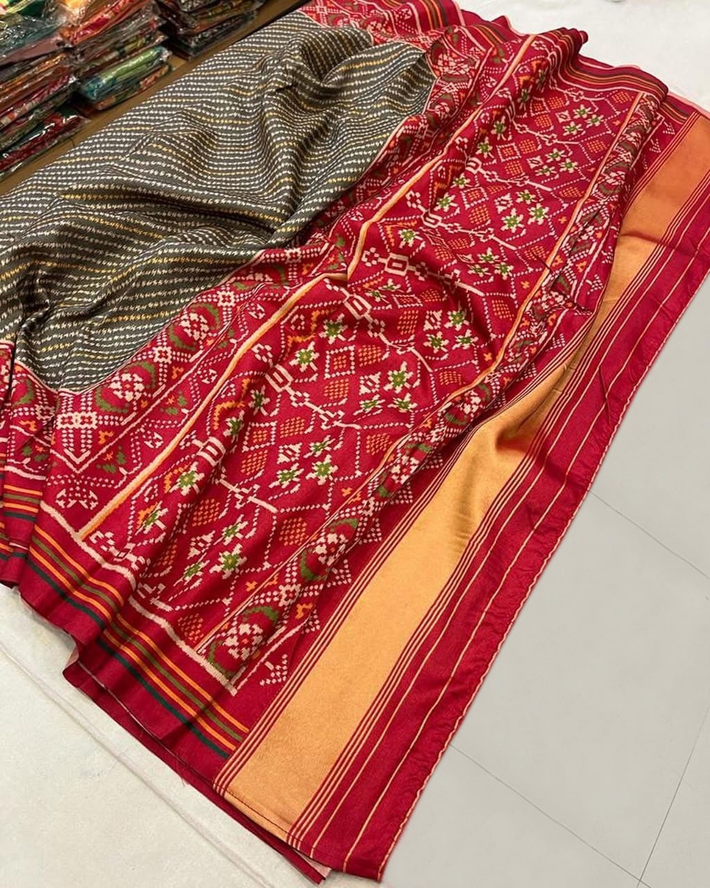 Sawan Special Bandhani Designer Printed Patola Silk Saree