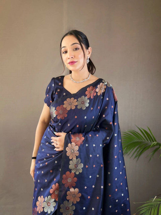 Navy Organic Banarasi Saree – Elegant Wedding Edition