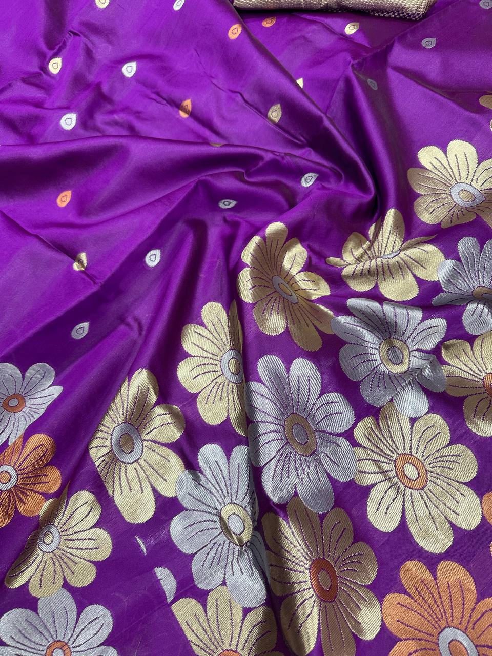 Purple Organic Banarasi Saree – Elegant Wedding Edition