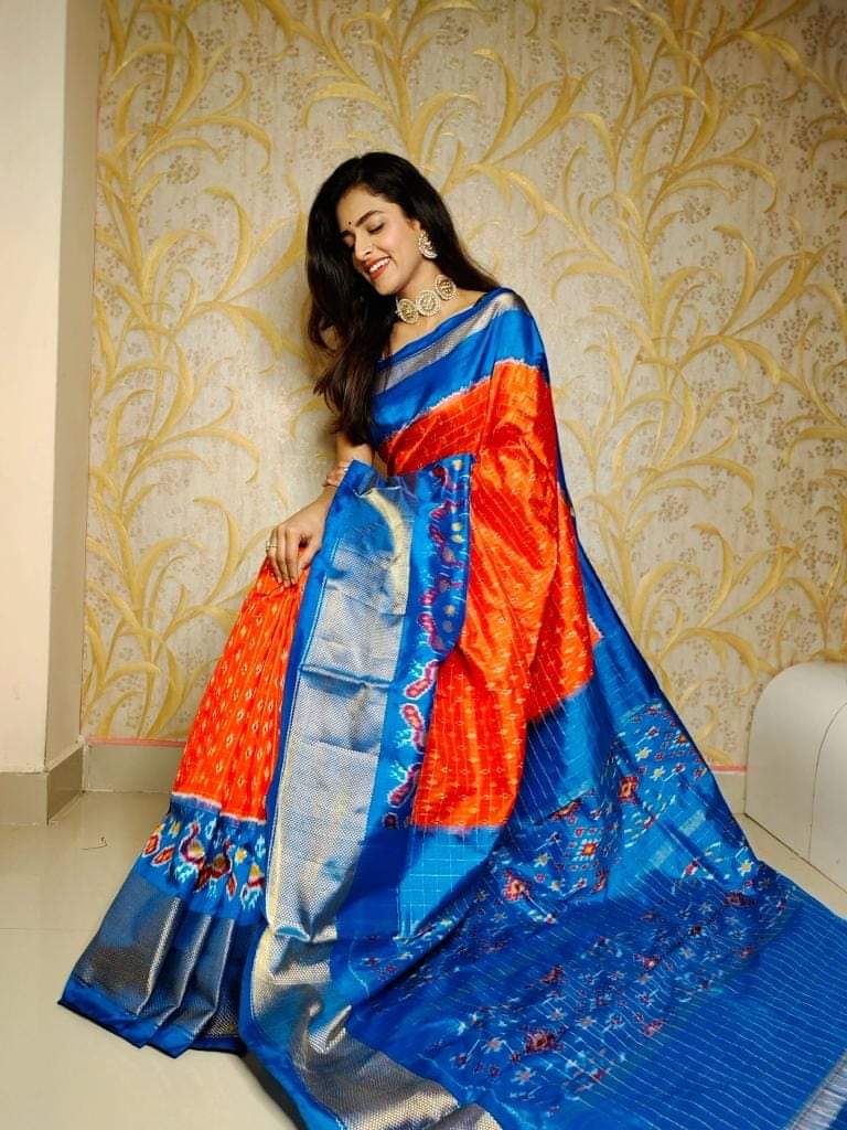 Pochampally Ikkat Dolla Silk Patola Saree