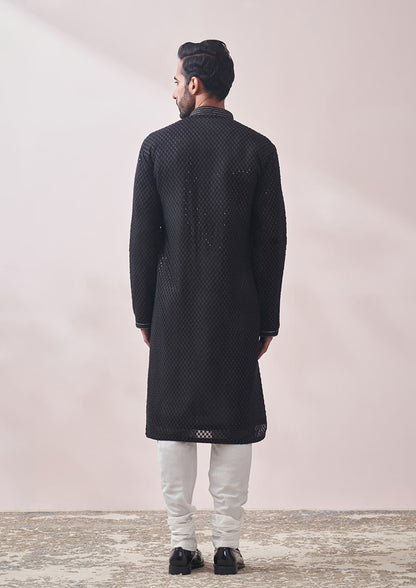 Handmade georgette embroidery Costom Fit Mens kurta Churidar set for indian wedding wear.