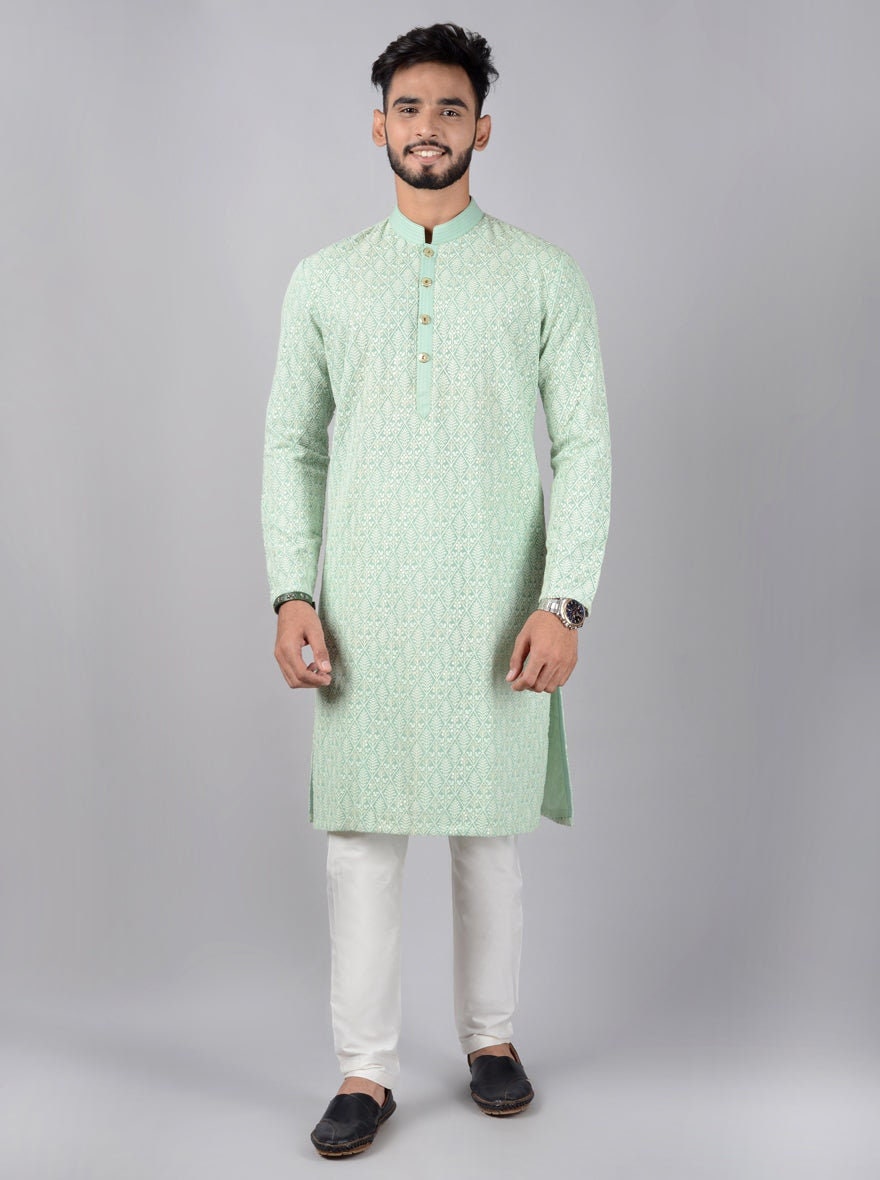 Mens Geometric Embroidered Kurta Pyjama Set, indian kurta pajama set for men indian wedding wear outfits