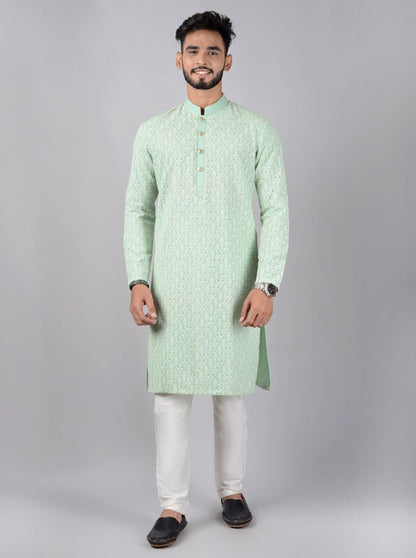 Mens Geometric Embroidered Kurta Pyjama Set, indian kurta pajama set for men indian wedding wear outfits