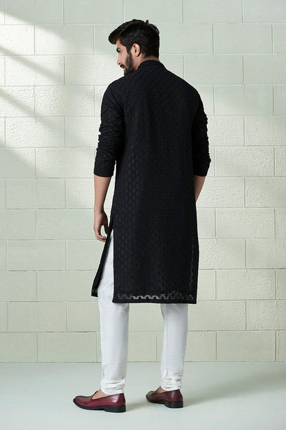 Handmade Mens Georgette embroidery kurta churidar set for indian wedding wear.