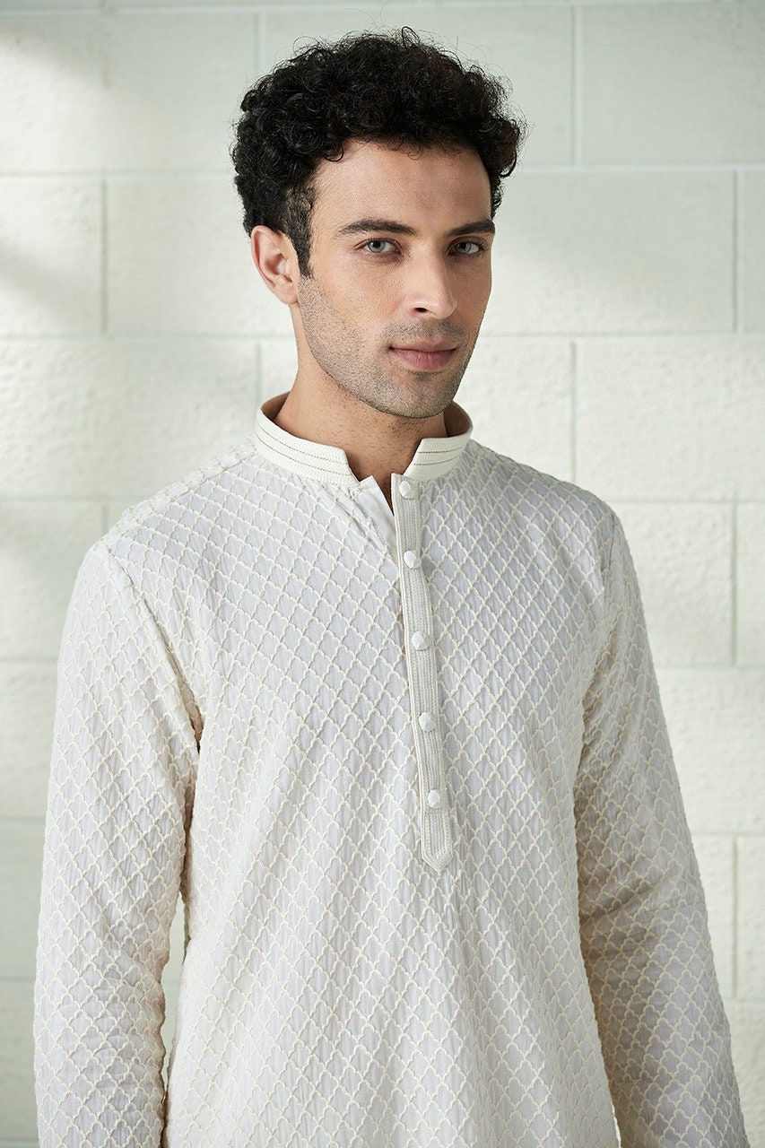 Handmade Mens embroidery Kurta Pyjama Set for wedding wear groom  kurta pajama