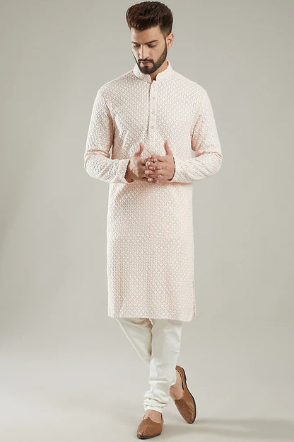 Handmade Dola silk embroidery Costom Fit Mens kurta Pajama set for indian wedding wear.