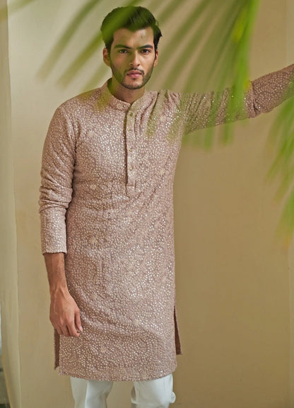 Mens Chikankari Kurta Pyjama Set: Indian Wedding Outfit