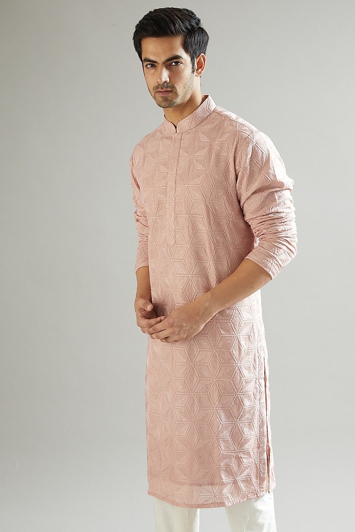 Mens Chikankari Kurta Pyjama Set: Indian Wedding Outfit
