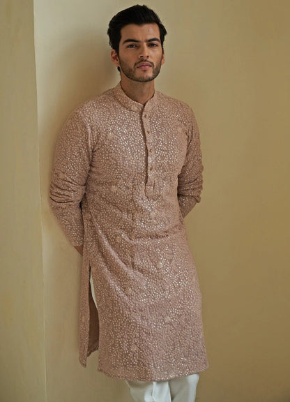 Mens Chikankari Kurta Pyjama Set: Indian Wedding Outfit