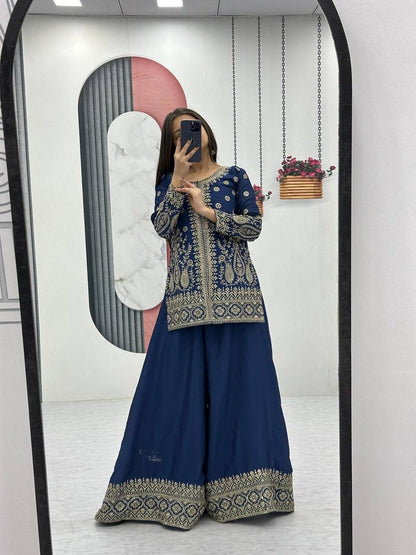 Chinon Embroidered Palazzo Set – Thread & Sequence Work