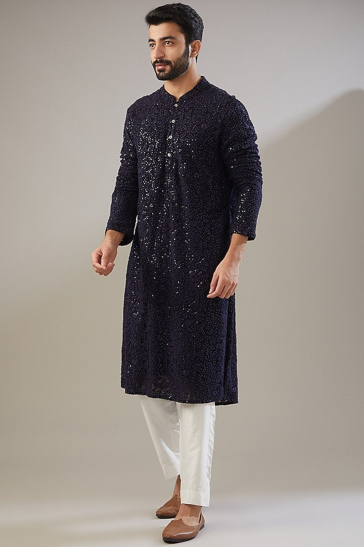 Mens Chikankari Kurta Pyjama Set: Indian Wedding Outfit