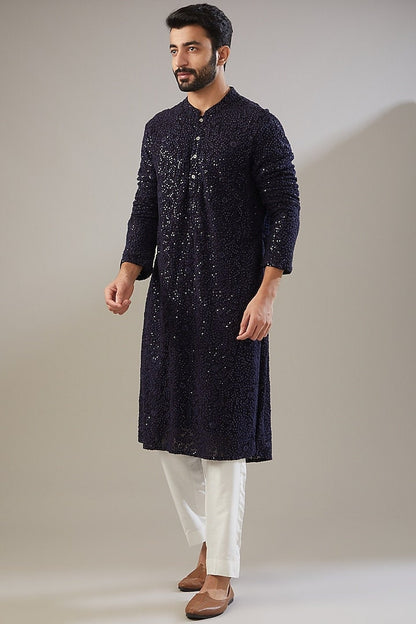 Mens Chikankari Kurta Pyjama Set: Indian Wedding Outfit