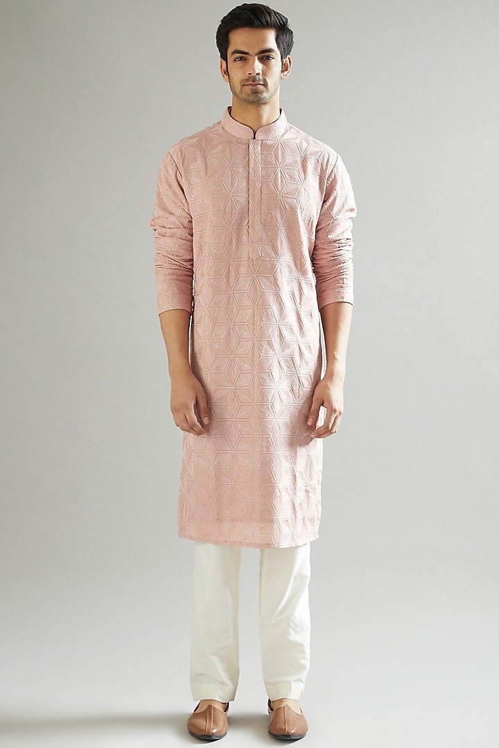 Mens Chikankari Kurta Pyjama Set: Indian Wedding Outfit