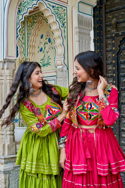 Pure Cotton Gamthi Work Koti Choli Lehenga Set