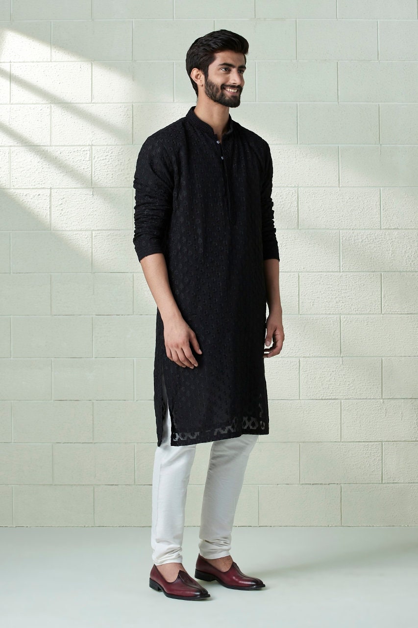 Handmade Mens Georgette embroidery kurta churidar set for indian wedding wear.