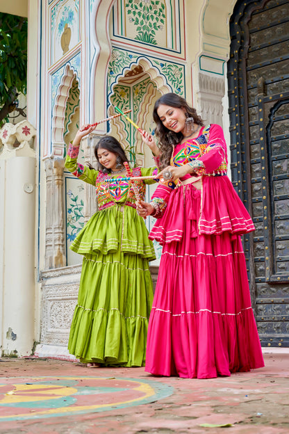 Pure Cotton Gamthi Work Koti Choli Lehenga Set