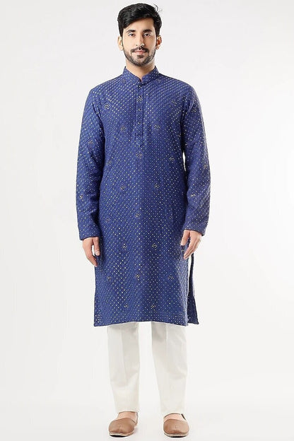 Mens Chikankari Kurta Pajama Set: Georgette Indian Wedding Outfit