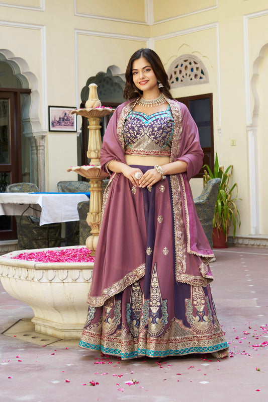 Heavy Embroidery Sequence & Thread Work Lehenga Choli Set with Dupatta | Pure Star Georgette Fabric