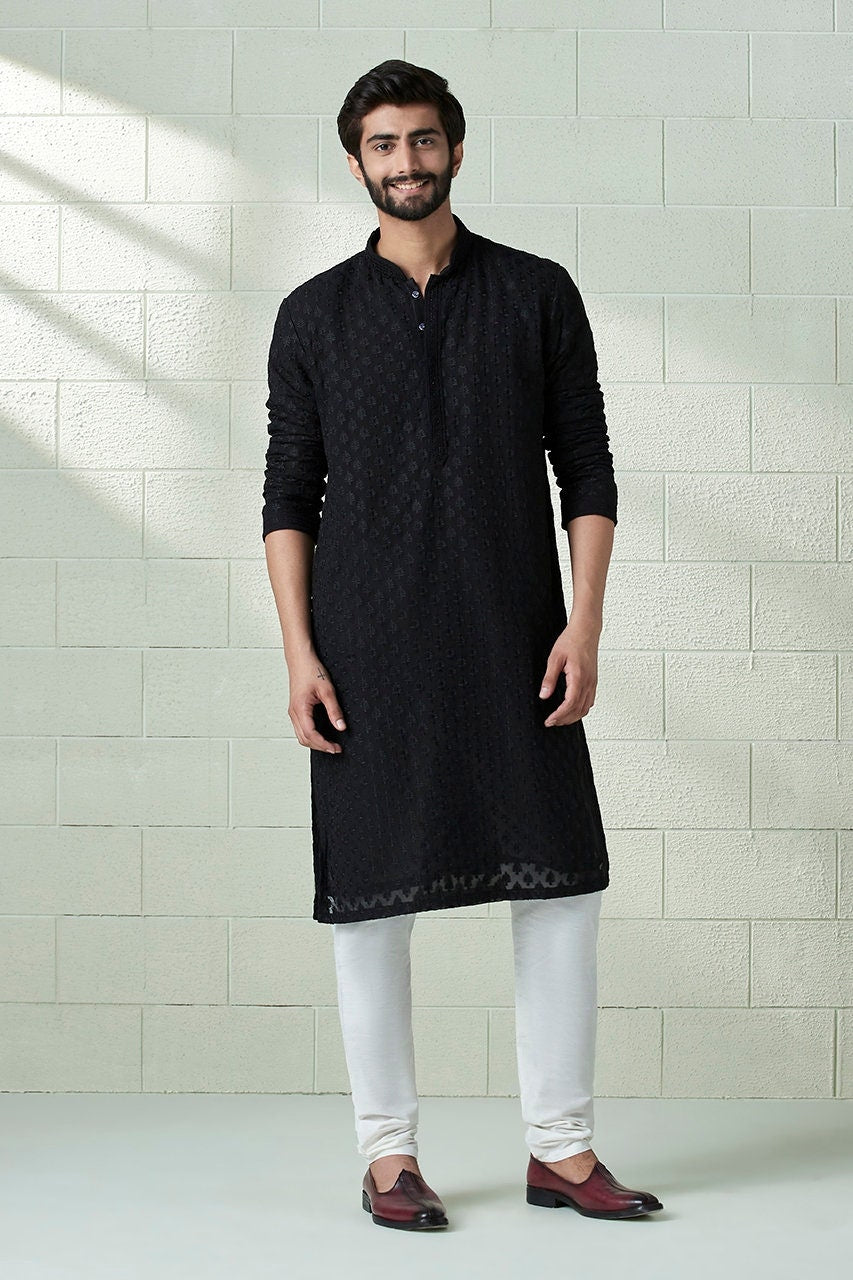 Handmade Mens Georgette embroidery kurta churidar set for indian wedding wear.