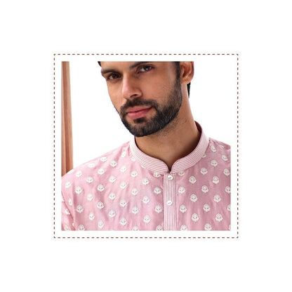 Men's Raw silk embroidery Kurta Pajama Set: Indian Wedding Ethnic Wear