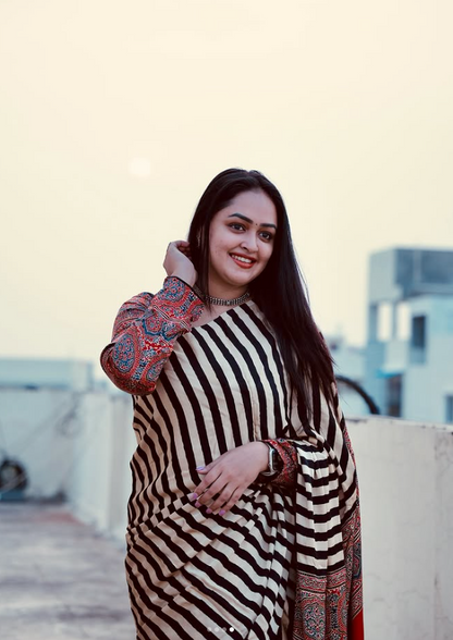 Ajrakh Handblock Print Premium Saree