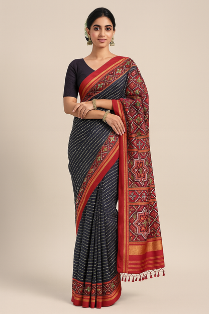 Sawan Special Bandhani Designer Printed Patola Silk Saree
