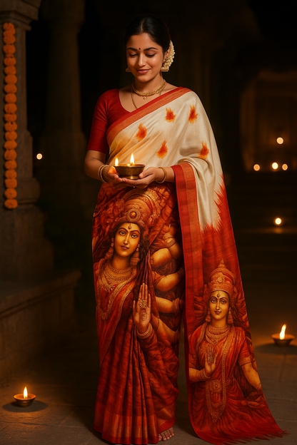 Navratri Special Double Weaved Printed Saree