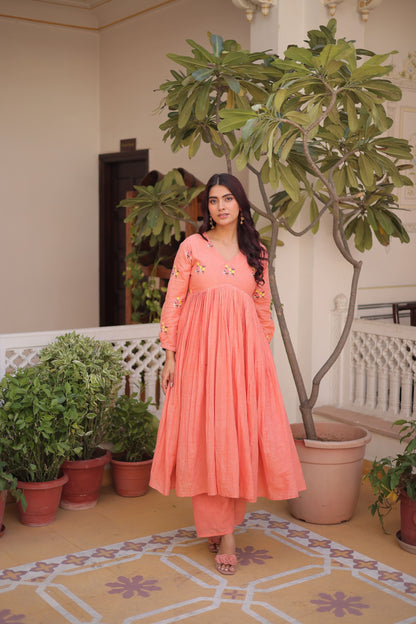 Women’s Cotton Embroidered Kurti Pant Set