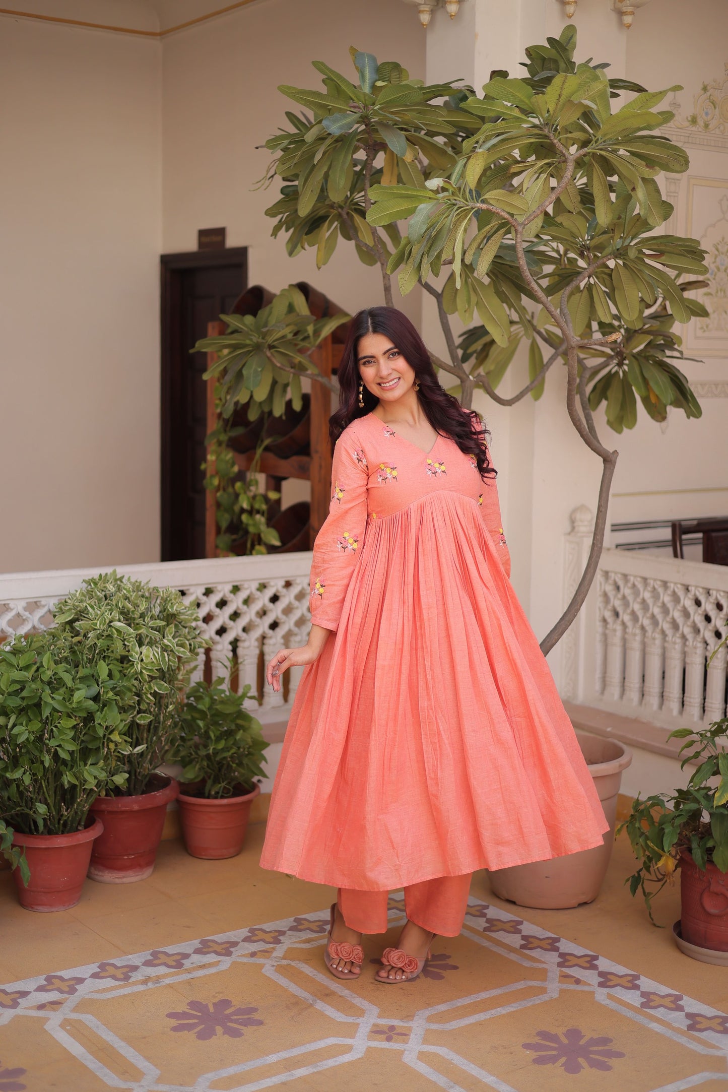 Women’s Cotton Embroidered Kurti Pant Set