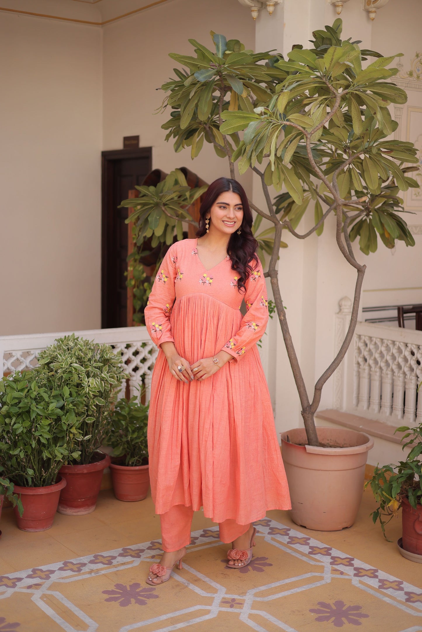 Women’s Cotton Embroidered Kurti Pant Set