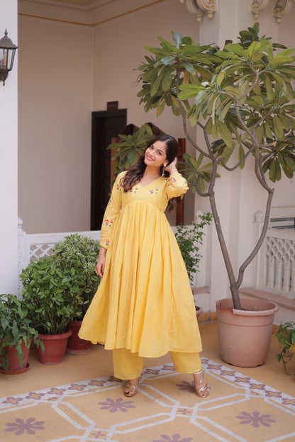 Women’s Cotton Embroidered Kurti Pant Set