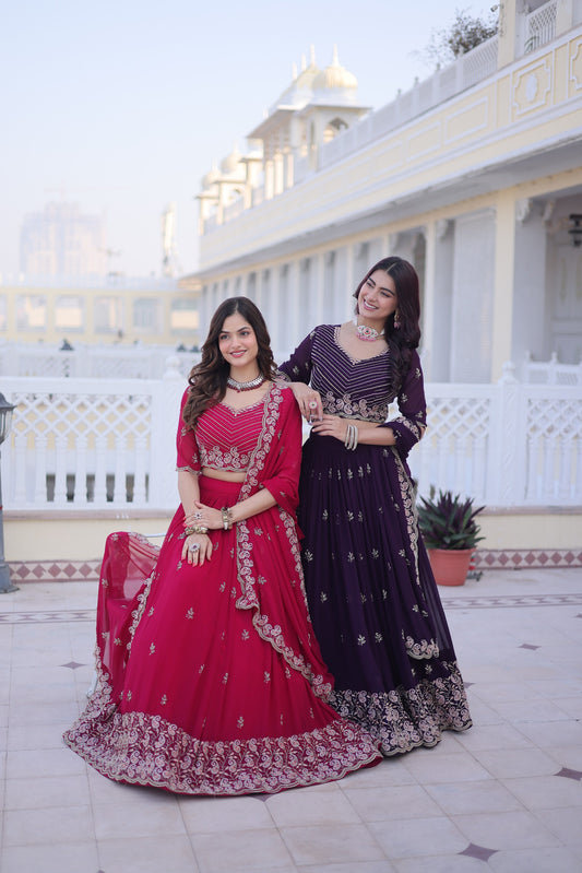 Women’s Fox Blooming Sequins & Zari Embroidered Lehenga Choli Set with Dupatta