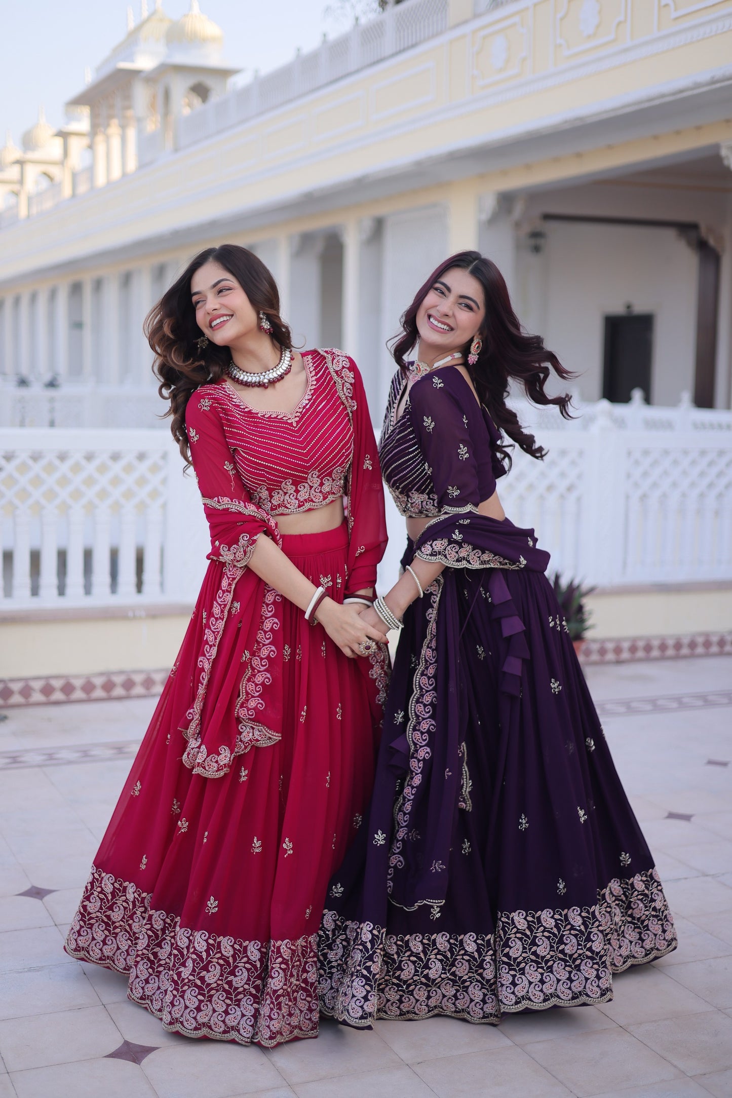 Women’s Fox Blooming Sequins & Zari Embroidered Lehenga Choli Set with Dupatta