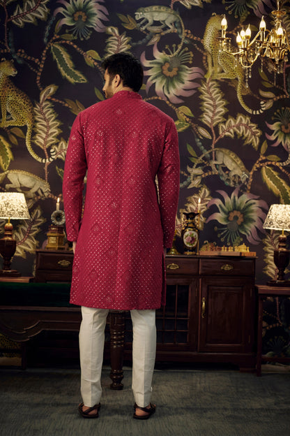 Mens Chikankari Kurta Pajama Set: Georgette Indian Wedding Outfit