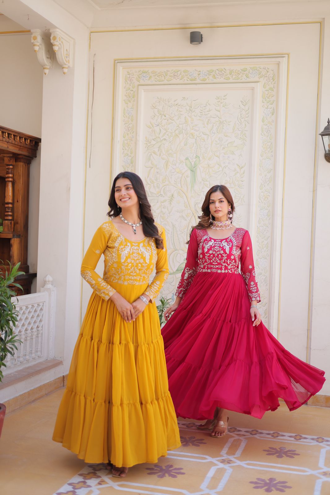 Women’s Fox Georgette Heavy 3mm Sequins Embroidered Gown