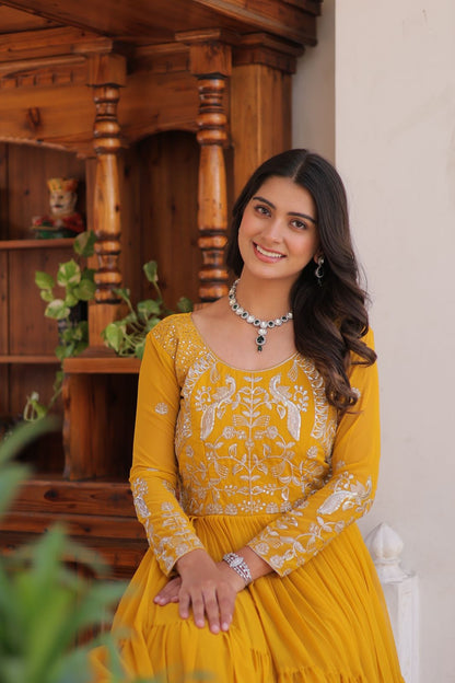 Women’s Fox Georgette Heavy 3mm Sequins Embroidered Gown