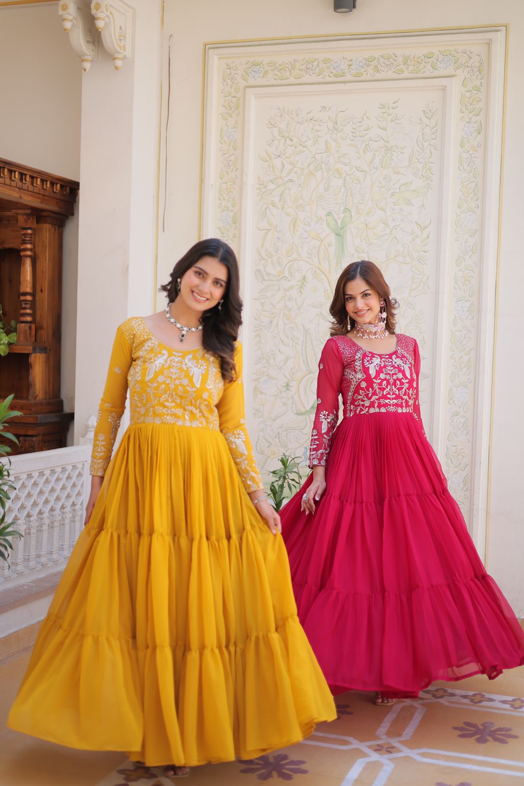 Women’s Fox Georgette Heavy 3mm Sequins Embroidered Gown