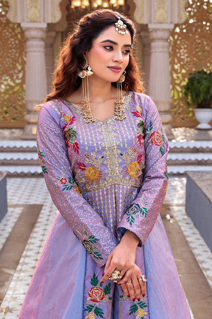 Women’s Satin Silk Embroidered Top with Vichitra Lehenga