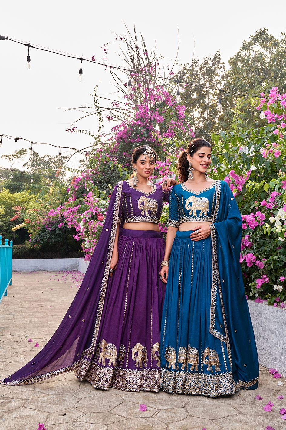 Women’s Pure Vichitra Embroidered Lehenga Choli Set with Dupatta